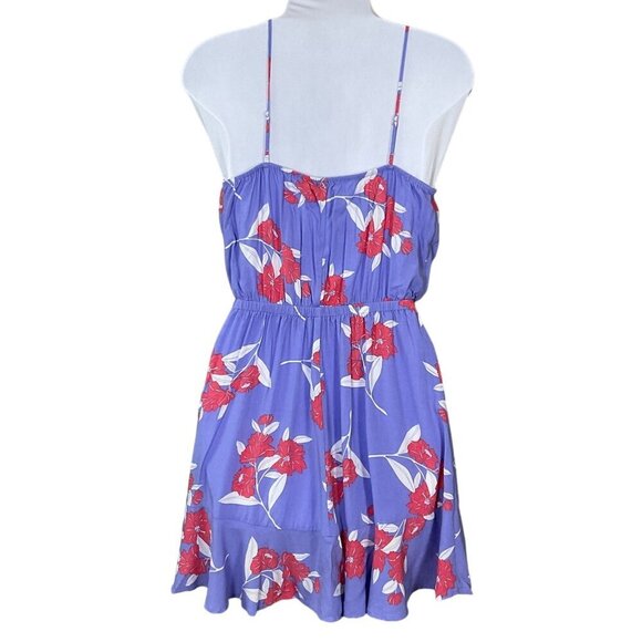 Express Floral Wrap Front Spaghetti Straps Purple Elastic Waist Mi Dress Sm - Picture 4 of 7